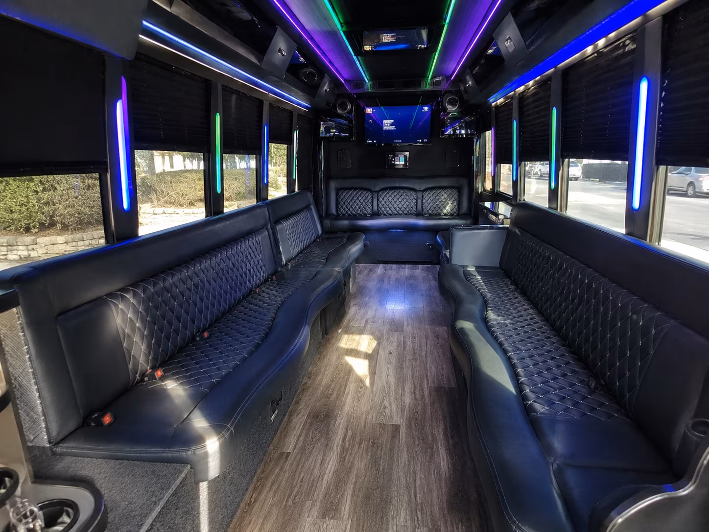 pflugerville 15 passenger party bus interior