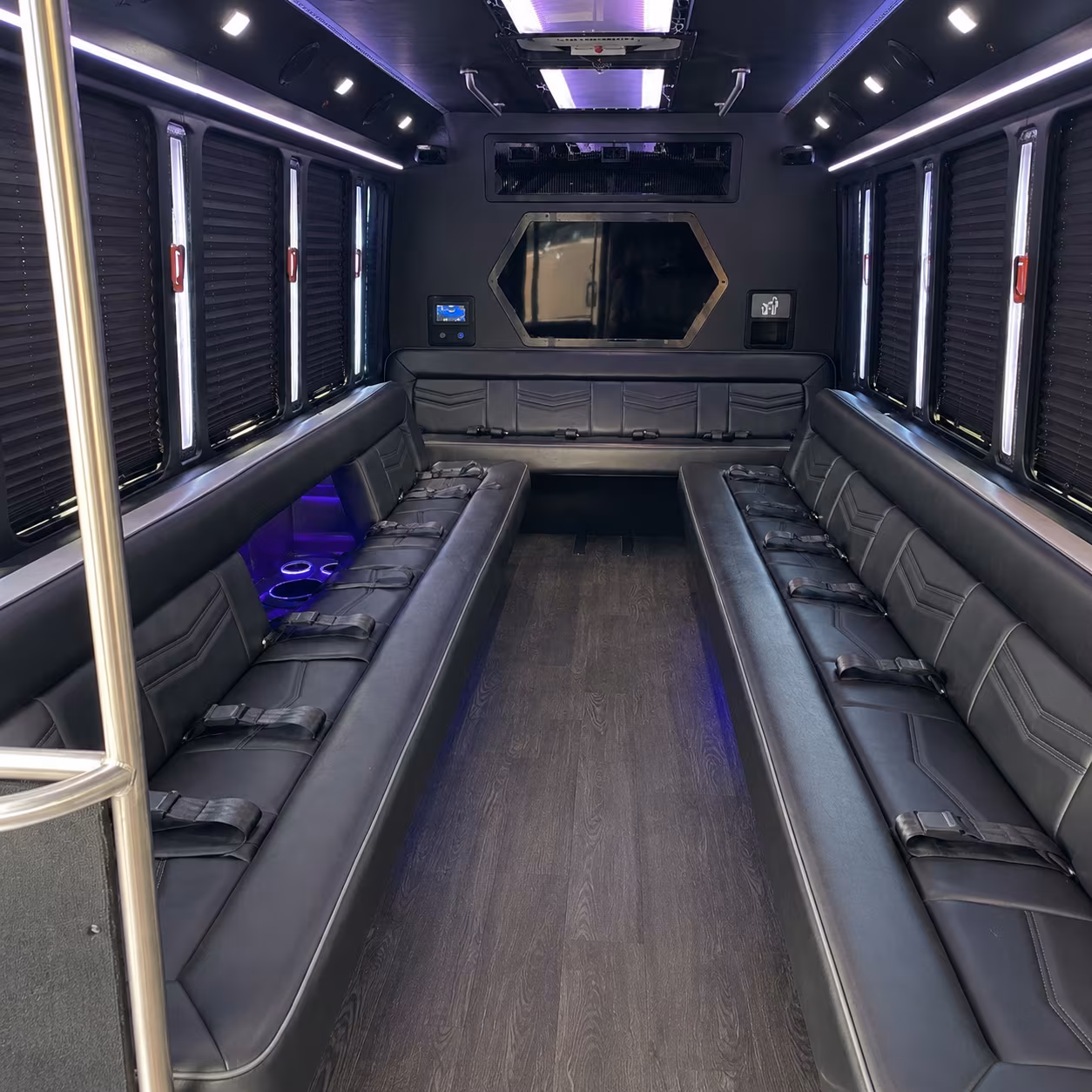 pflugerville 18 passenger party bus interior