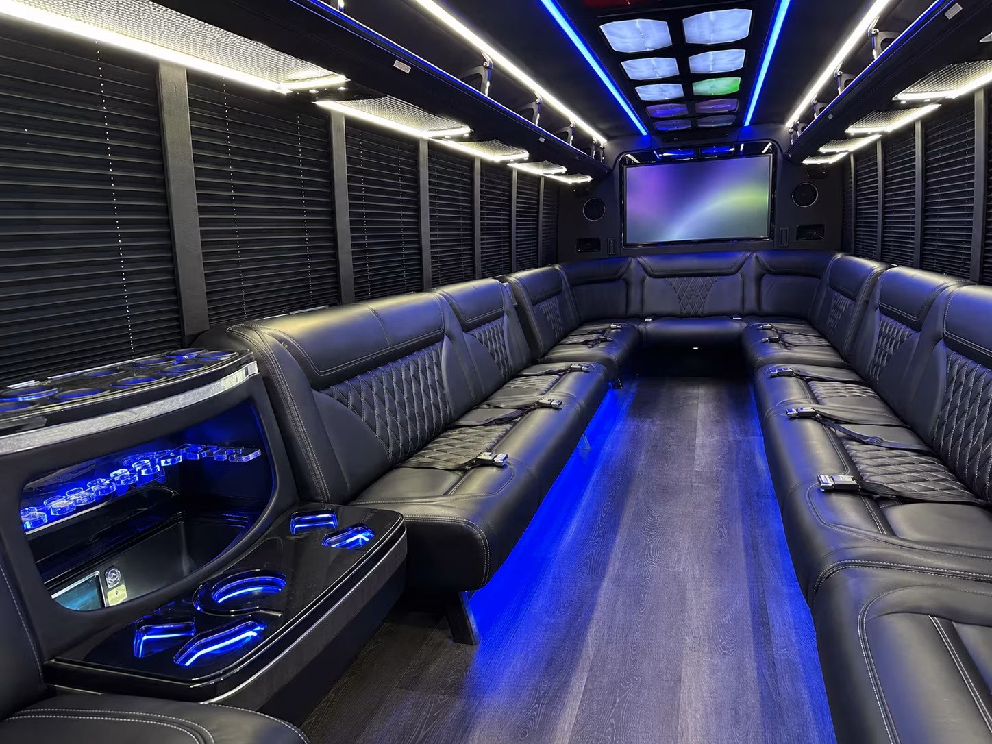 pflugerville 20 passenger party bus inside