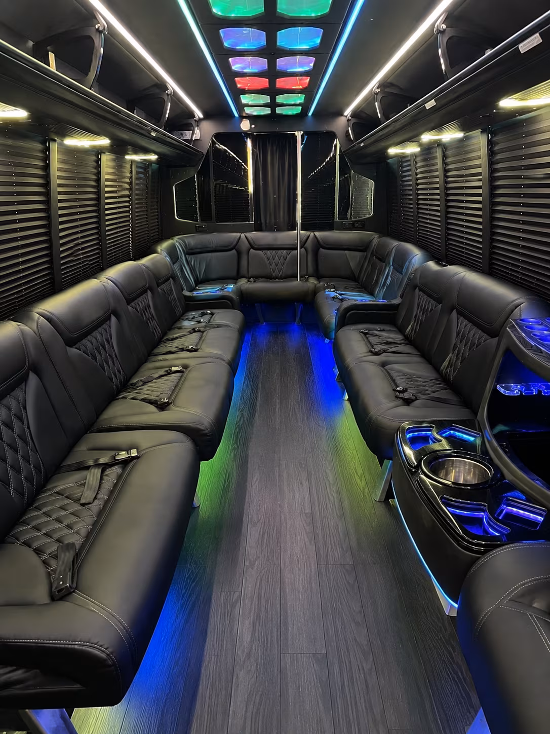 pflugerville 20 passenger party bus interior