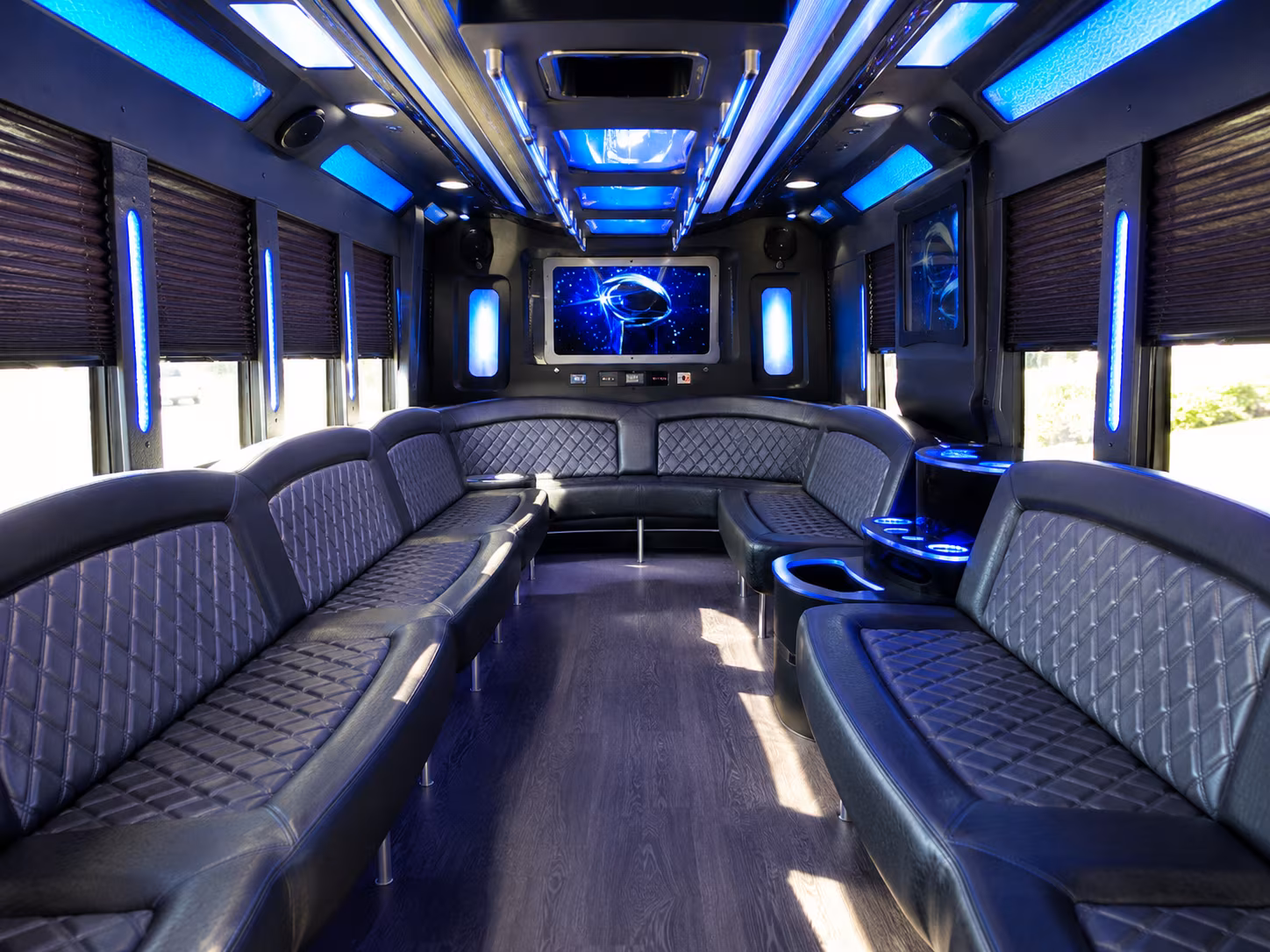 pflugerville 28 passenger party bus inside