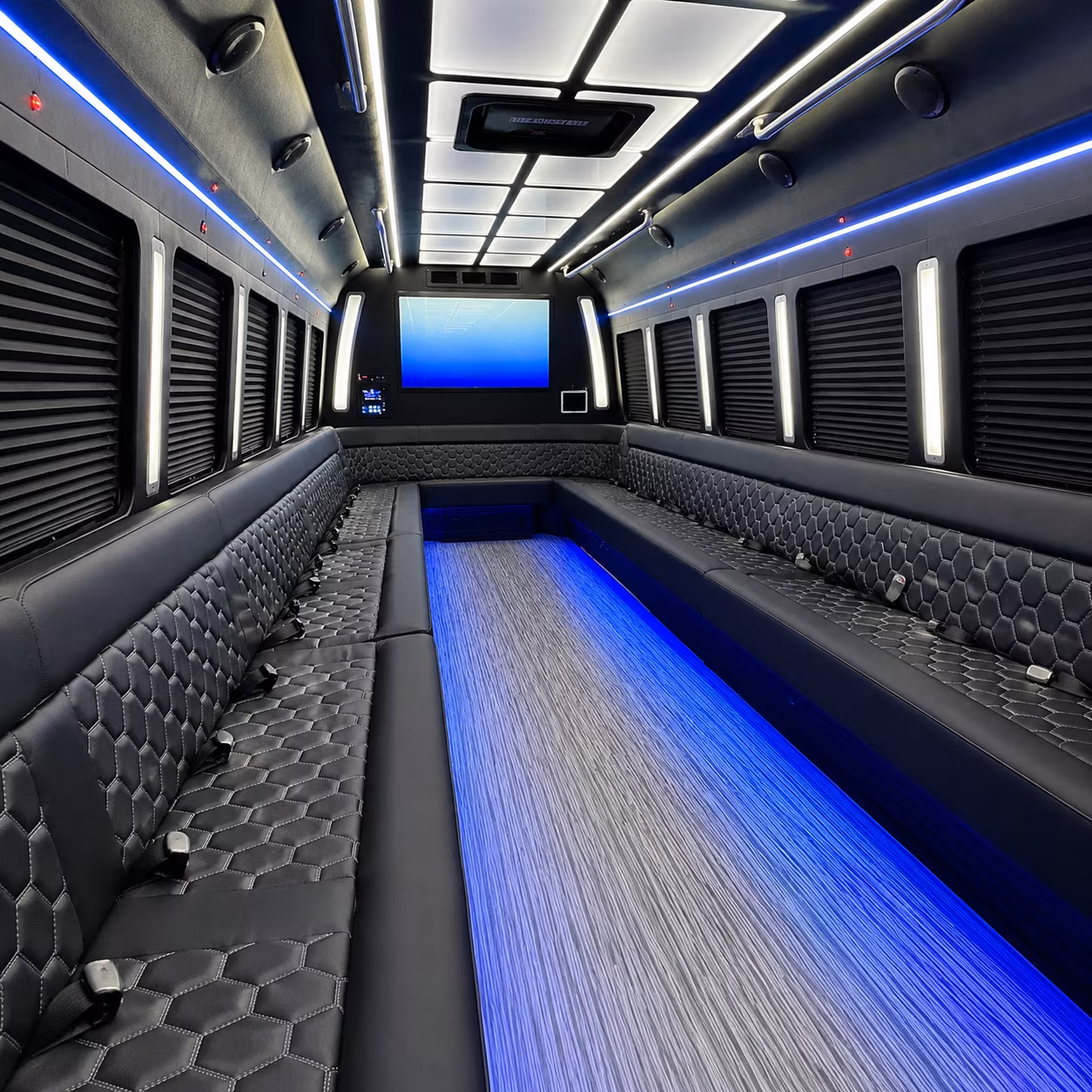 pflugerville 50 passenger party bus inside